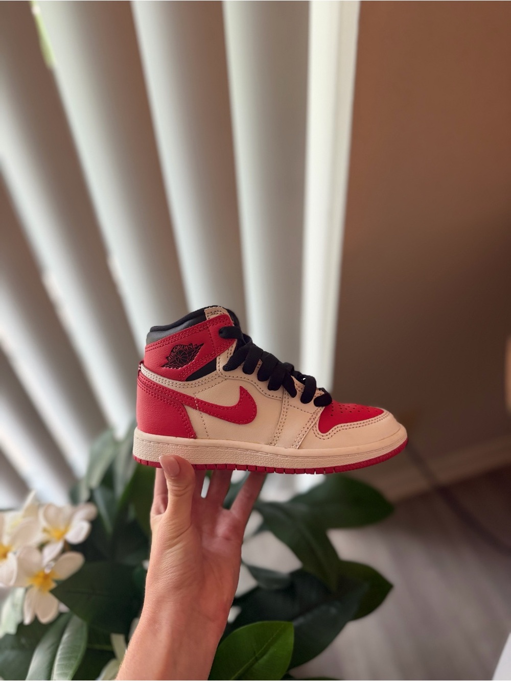 Nike Kids Pink and White High-Top Sneakers with Black Laces